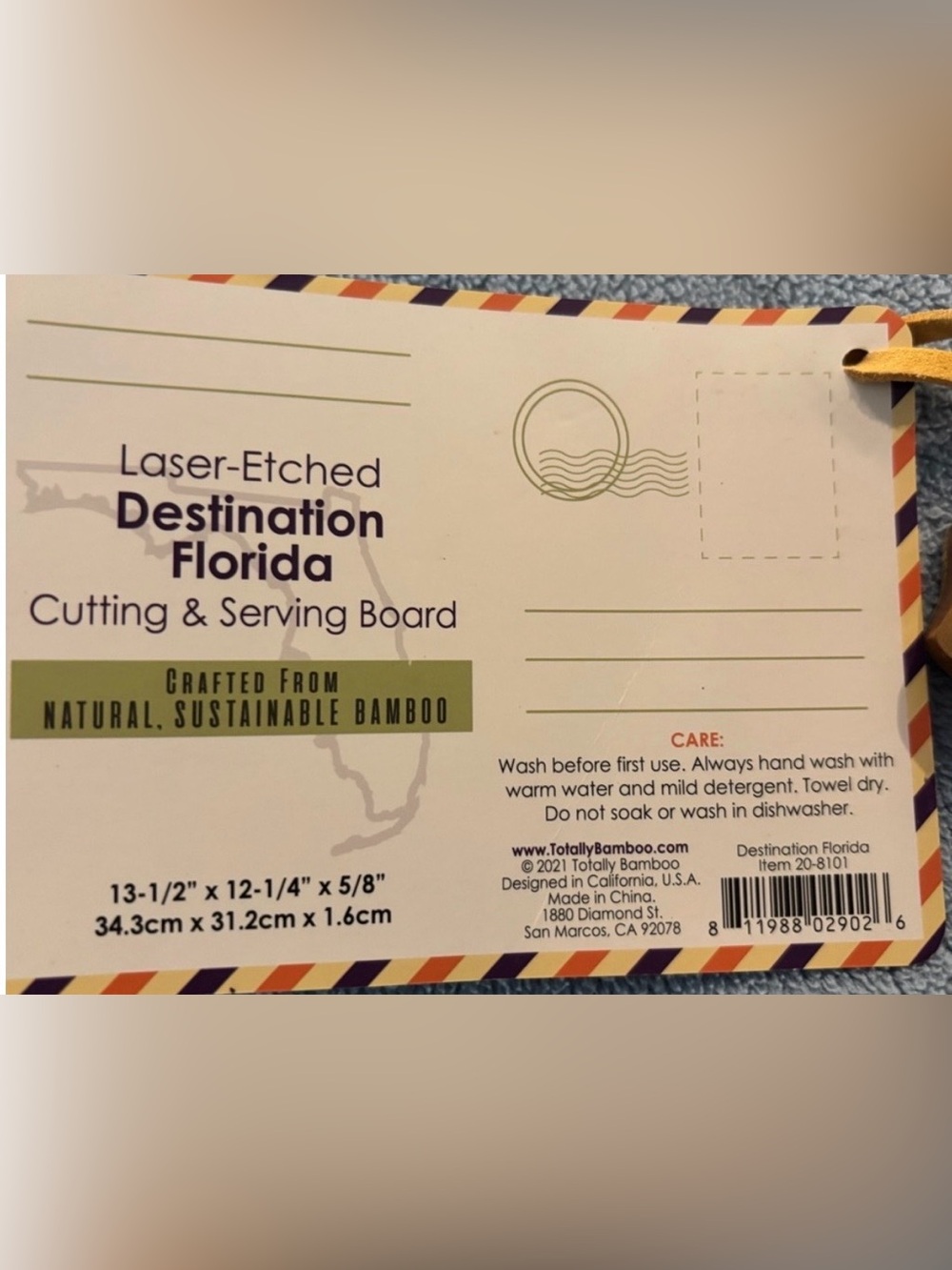 Totally Bamboo Florida State Map Charcuterie Cutting Board NWT - Picture 2 of 6